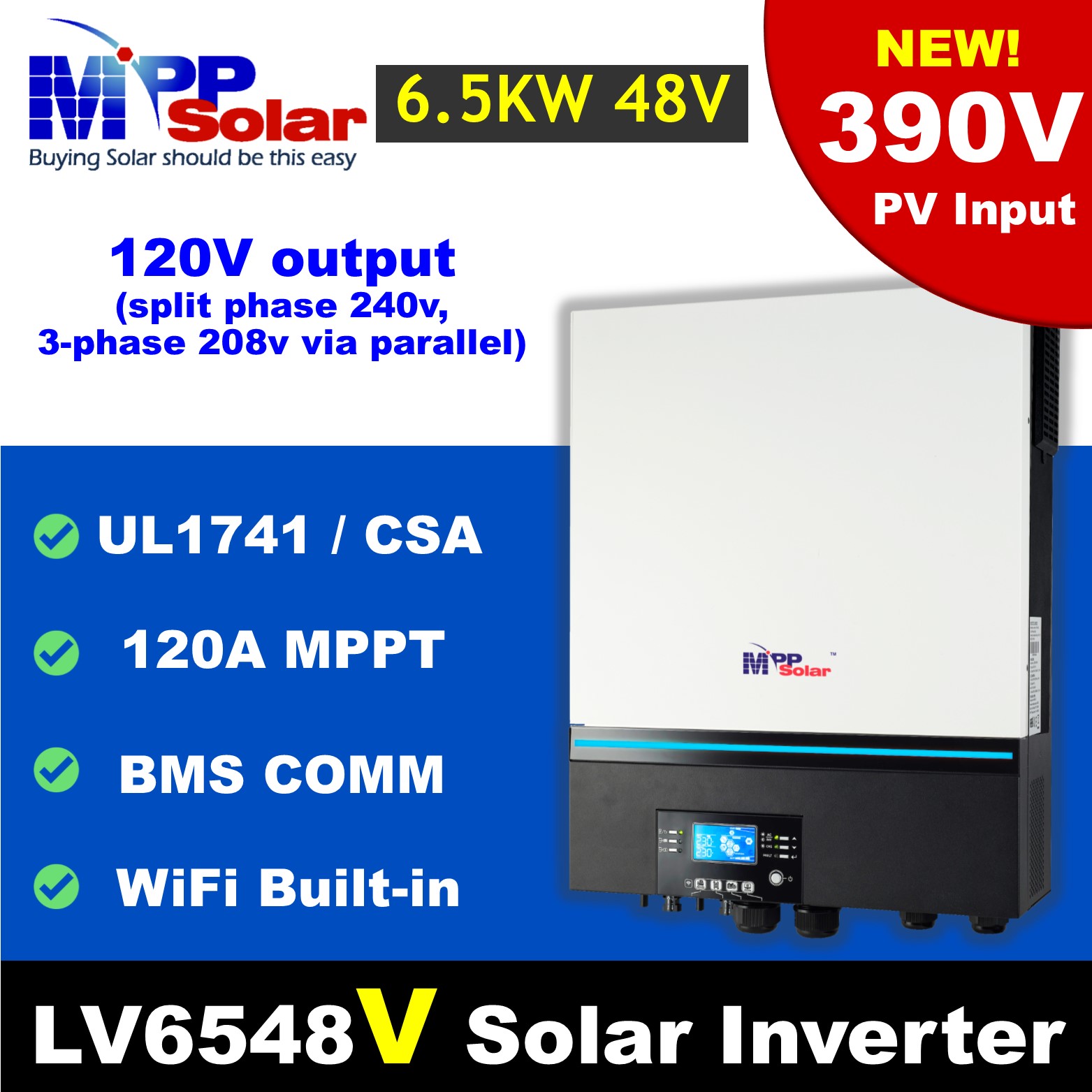  Split Phase Inverter 120VAC 60Hz 48V 6500W LV6548 Off Grid Solar  Inverter Charger : Patio, Lawn & Garden