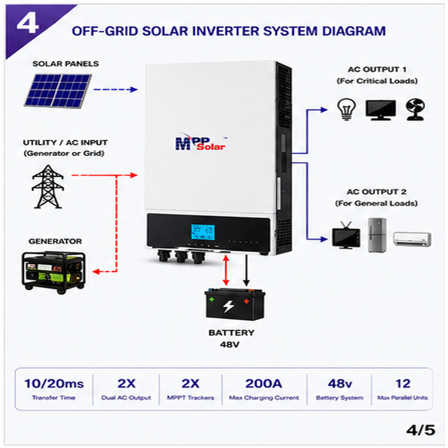 12KW MAX (12KW 48V 230v ) off grid solar inverter - Image 4
